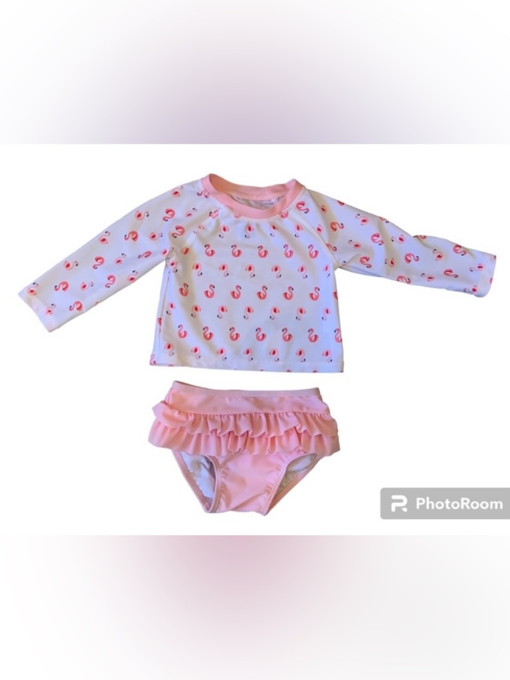 First Impressions Flamingo Swimsuit-12 Months-Swim Shirt Pink Ruffled Bottoms